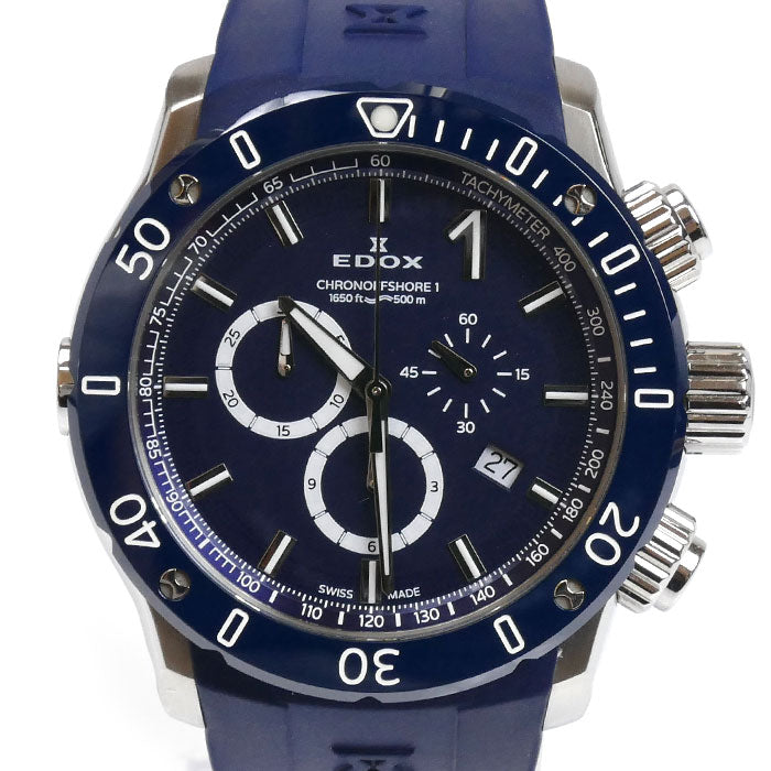 EDOX エドックス クロノオフショア1 クロノグラフ 腕時計 電池式 10221-3BU3-BUIN3 メンズ【中古】