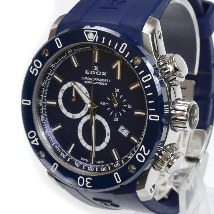EDOX エドックス クロノオフショア1 クロノグラフ 腕時計 電池式 10221-3BU3-BUIN3 メンズ【中古】