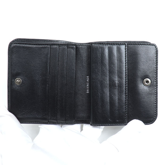 BALENCIAGA バレンシアガ シグネチャー 二つ折り財布 ブラック 594216 ユニセックス【中古】
