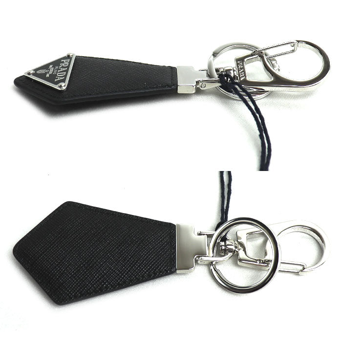 PRADA プラダ サフィアーノレザー キーチェーン キーホルダー ブラック 2PP041_053_F0002 ユニセックス【中古】【美品】