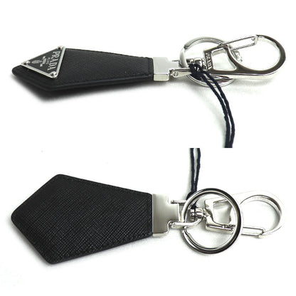 PRADA プラダ サフィアーノレザー キーチェーン キーホルダー ブラック 2PP041_053_F0002 ユニセックス【中古】【美品】