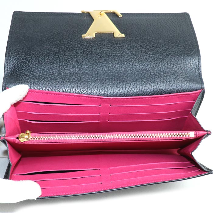 LOUIS VUITTON ルイ・ヴィトン ポルトフォイユ･カプシーヌ 長財布 ブラック M61248 NZ3107 レディース【中古】