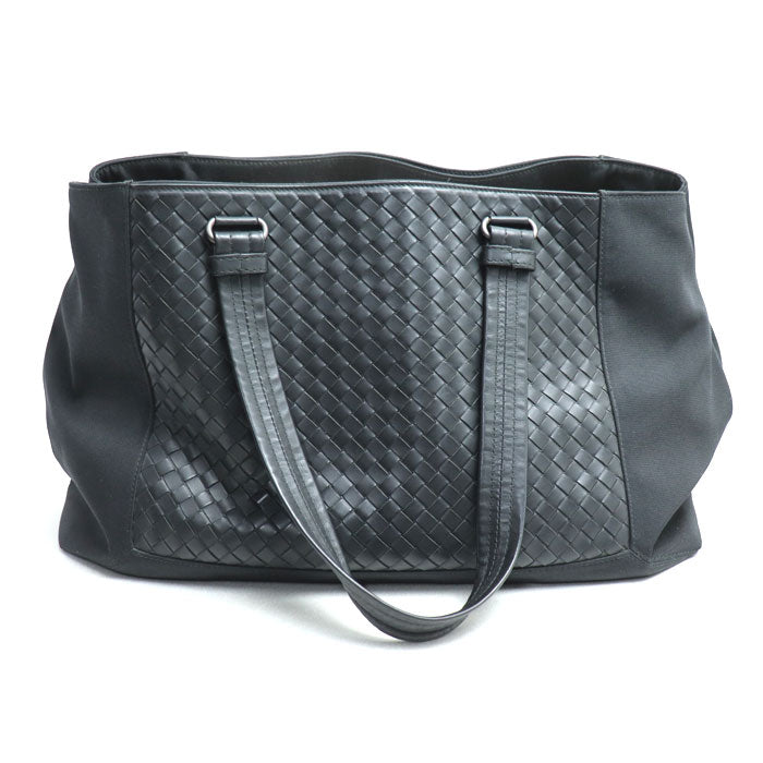 BOTTEGAVENETA ボッテガヴェネタ ハイテクキャンバス イントレチャート トートバッグ ブラック 452662 メンズ【中古】