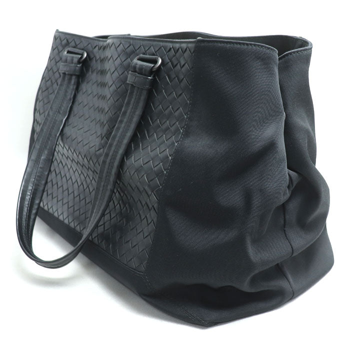 BOTTEGAVENETA ボッテガヴェネタ ハイテクキャンバス イントレチャート トートバッグ ブラック 452662 メンズ【中古】