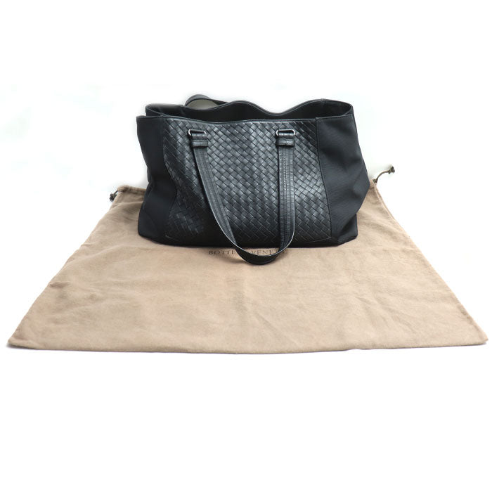 BOTTEGAVENETA ボッテガヴェネタ ハイテクキャンバス イントレチャート トートバッグ ブラック 452662 メンズ【中古】