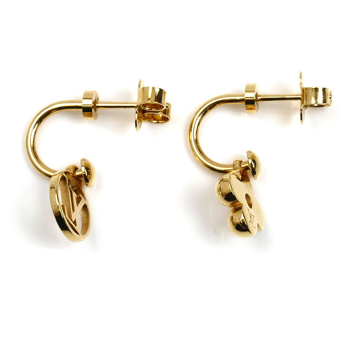 LOUIS VUITTON ルイ・ヴィトン 真鍮 ブックルドレイユ ブルーミング ロゴマニア ピアス M64859 レディース【中古】