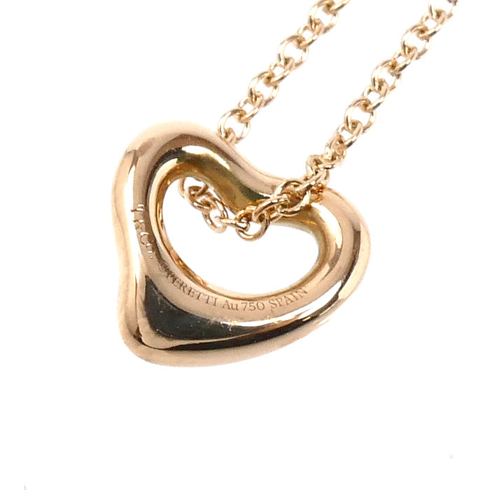 TIFFANY&Co. ティファニー K18PG ピンクゴールド オープンハート ネックレス 60957428 1.6g 41cm レディース【中古】【美品】