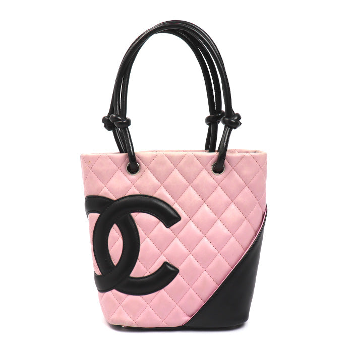 CHANEL シャネル カンボンライン スモール トートバッグ ピンク ブラック レディース【中古】