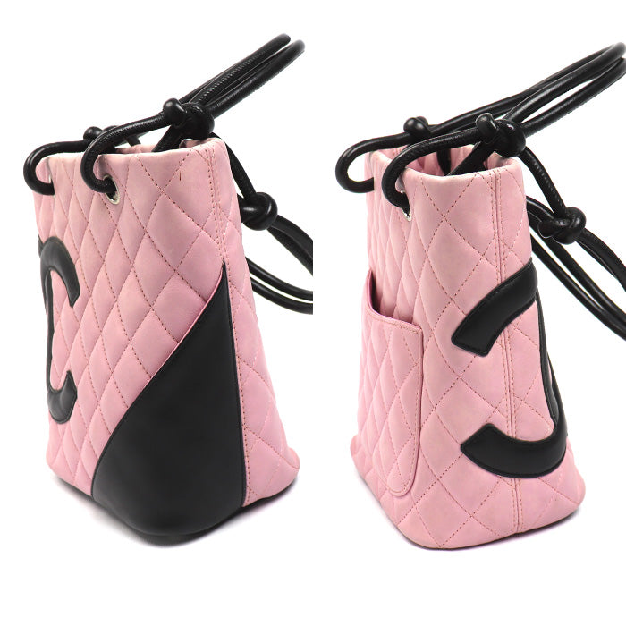 CHANEL シャネル カンボンライン スモール トートバッグ ピンク ブラック レディース【中古】