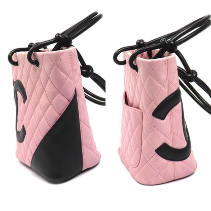 CHANEL シャネル カンボンライン スモール トートバッグ ピンク ブラック レディース【中古】