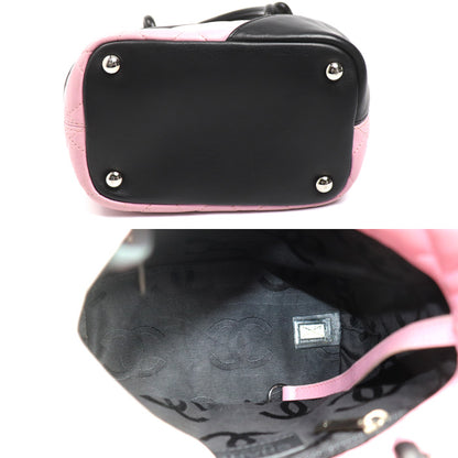 CHANEL シャネル カンボンライン スモール トートバッグ ピンク ブラック レディース【中古】