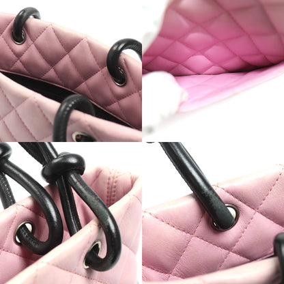 CHANEL シャネル カンボンライン スモール トートバッグ ピンク ブラック レディース【中古】