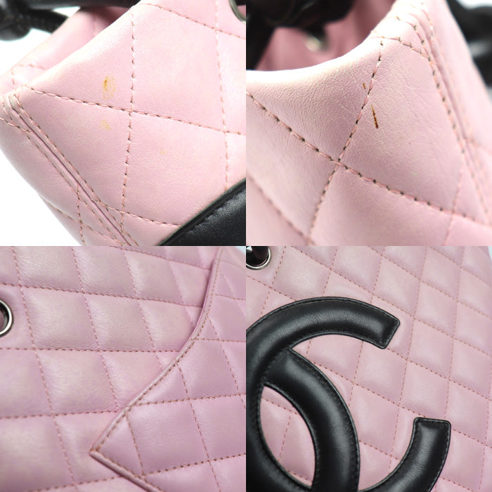 CHANEL シャネル カンボンライン スモール トートバッグ ピンク ブラック レディース【中古】