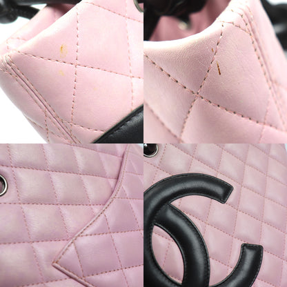 CHANEL シャネル カンボンライン スモール トートバッグ ピンク ブラック レディース【中古】