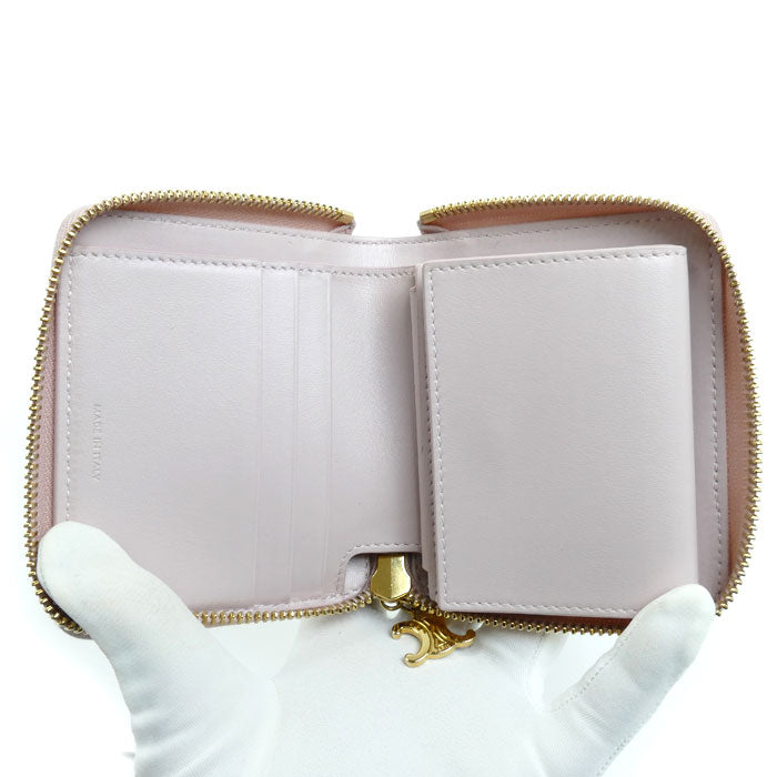 CELINE セリーヌ スモール ジップウォレット トリオンフチャーム 二つ折り財布 ブリーチピンク 10N993FVO.25BD レディース【中古】
