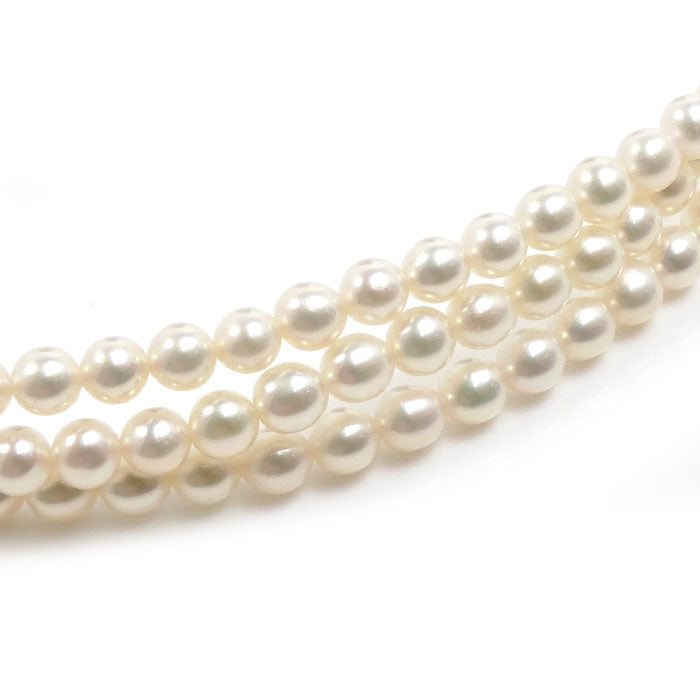 TASAKI タサキ シルバー 3連 ネックレス パール約3.9～4.1mm 31.2g 41cm レディース【中古】