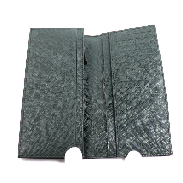 PRADA プラダ サフィアーノレザー財布 長財布 エメラルドグリーン 2MV836_QME_F077U IC メンズ【中古】【美品】