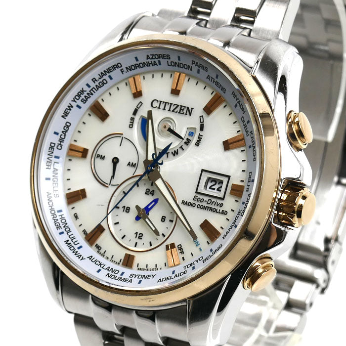 CITIZEN シチズン エコドライブ　ダブルダイレクトフライト 腕時計 ソーラー AT9064-53A/H820-T021701 電波 メンズ【中古】