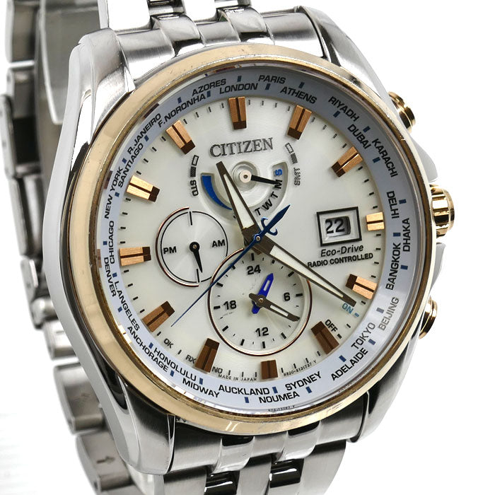 CITIZEN シチズン エコドライブ　ダブルダイレクトフライト 腕時計 ソーラー AT9064-53A/H820-T021701 電波 メンズ【中古】