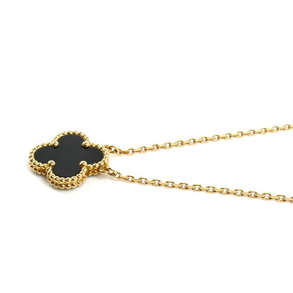 Van Cleef & Arpels ヴァンクリーフ＆アーペル K18YG イエローゴールド ヴィンテージアルハンブラ ネックレス VCARA45800 オニキス 5.2g 37/42cm レディース【中古】【美品】