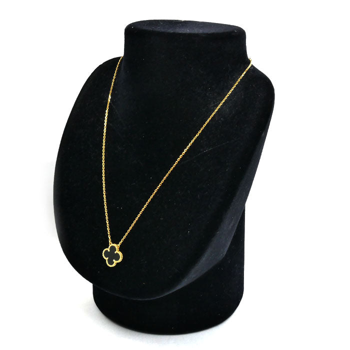 Van Cleef & Arpels ヴァンクリーフ＆アーペル K18YG イエローゴールド ヴィンテージアルハンブラ ネックレス VCARA45800 オニキス 5.2g 37/42cm レディース【中古】【美品】