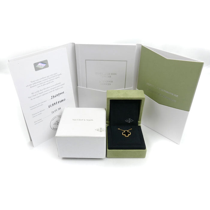 Van Cleef & Arpels ヴァンクリーフ＆アーペル K18YG イエローゴールド ヴィンテージアルハンブラ ネックレス VCARA45800 オニキス 5.2g 37/42cm レディース【中古】【美品】