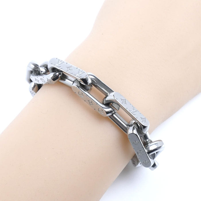 LOUIS VUITTON ルイ・ヴィトン メタル チェーン モノグラム ブレスレット M00308 M 44.7g 19cm メンズ【中古】