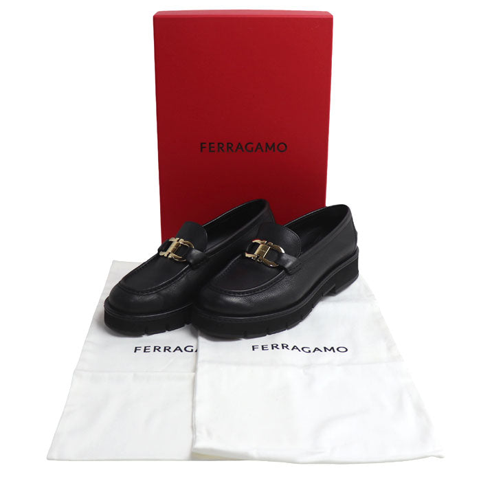 Salvatore Ferragamo サルヴァトーレフェラガモ ガンチーニ モカシン ローファー ブラック 01H682 769287 レディース【中古】【美品】