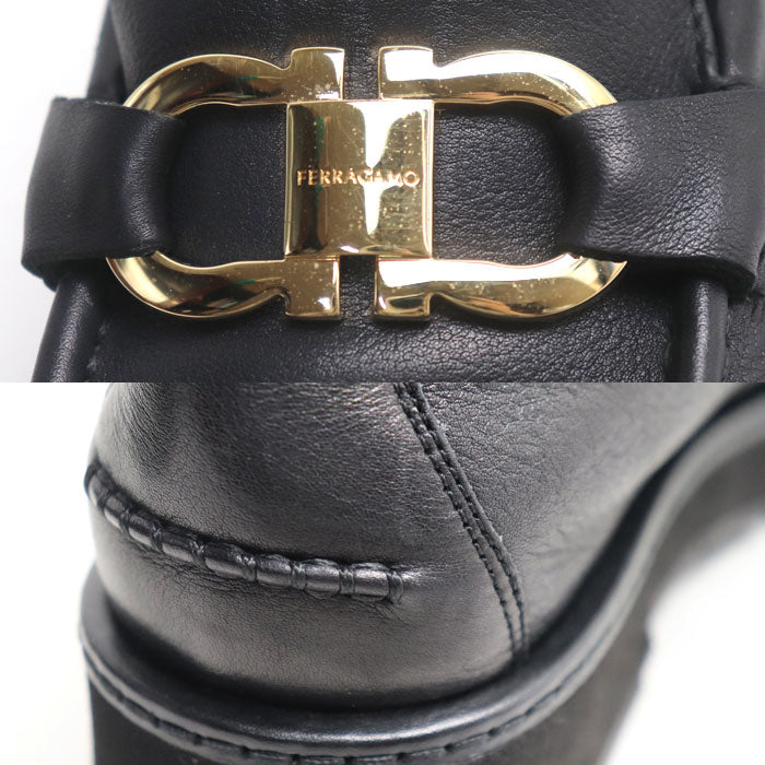 Salvatore Ferragamo サルヴァトーレフェラガモ ガンチーニ モカシン ローファー ブラック 01H682 769287 レディース【中古】【美品】