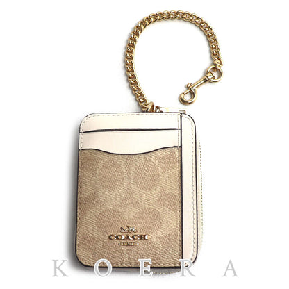 COACH コーチ ジップ カードケース サンド/チョーク CW883 IMXDM アウトレット レディース【中古】