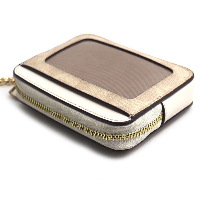 COACH コーチ ジップ カードケース サンド/チョーク CW883 IMXDM アウトレット レディース【中古】