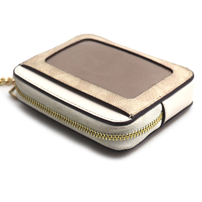 COACH コーチ ジップ カードケース サンド/チョーク CW883 IMXDM アウトレット レディース【中古】