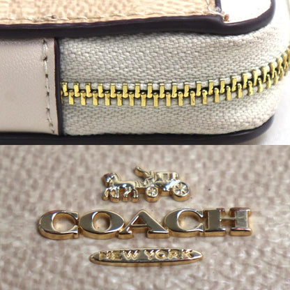 COACH コーチ ジップ カードケース サンド/チョーク CW883 IMXDM アウトレット レディース【中古】