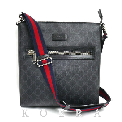 GUCCI グッチ メッセンジャー ショルダーバッグ ブラック グレー 474137 シェリーライン メンズ【中古】