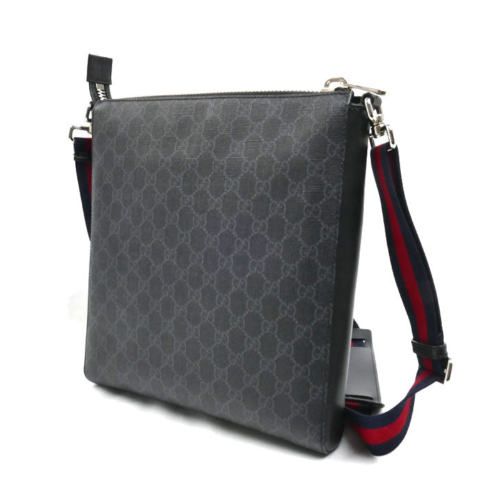 GUCCI グッチ メッセンジャー ショルダーバッグ ブラック グレー 474137 シェリーライン メンズ【中古】