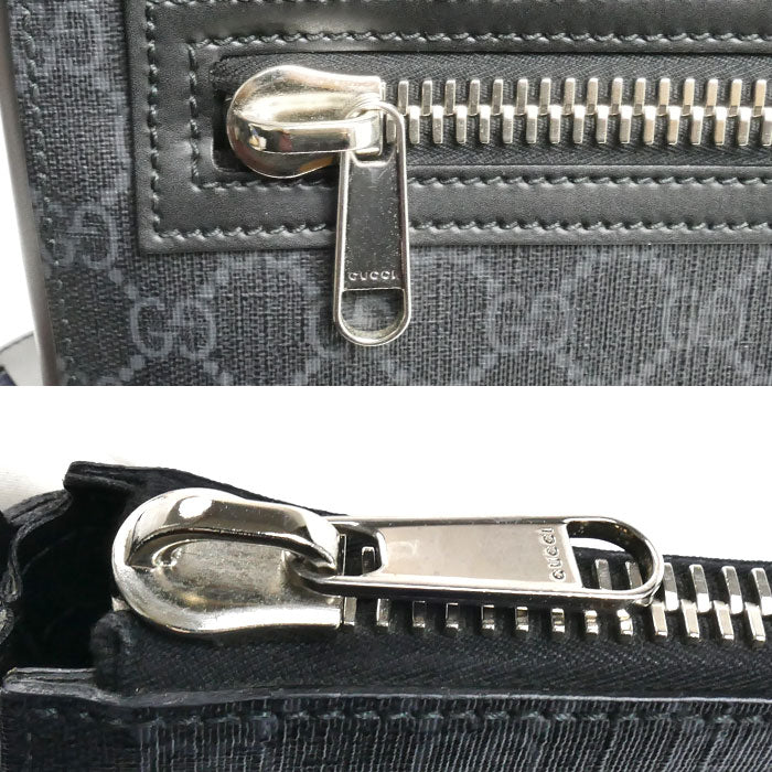 GUCCI グッチ メッセンジャー ショルダーバッグ ブラック グレー 474137 シェリーライン メンズ【中古】