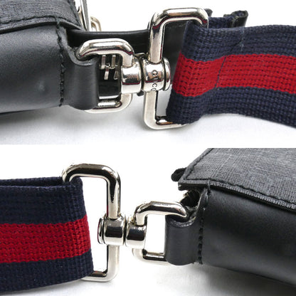 GUCCI グッチ メッセンジャー ショルダーバッグ ブラック グレー 474137 シェリーライン メンズ【中古】