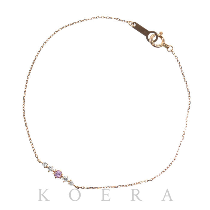 4℃ ヨンドシー K10PG ピンクゴールド ブレスレット 111916133101 ピンクサファイア キュービックジルコニア 0.6g 17cm レディース【中古】【美品】