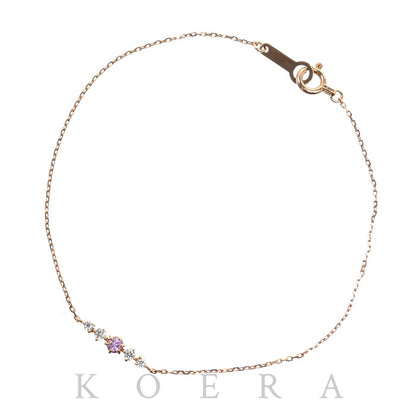 4℃ ヨンドシー K10PG ピンクゴールド ブレスレット 111916133101 ピンクサファイア キュービックジルコニア 0.6g 17cm レディース【中古】【美品】