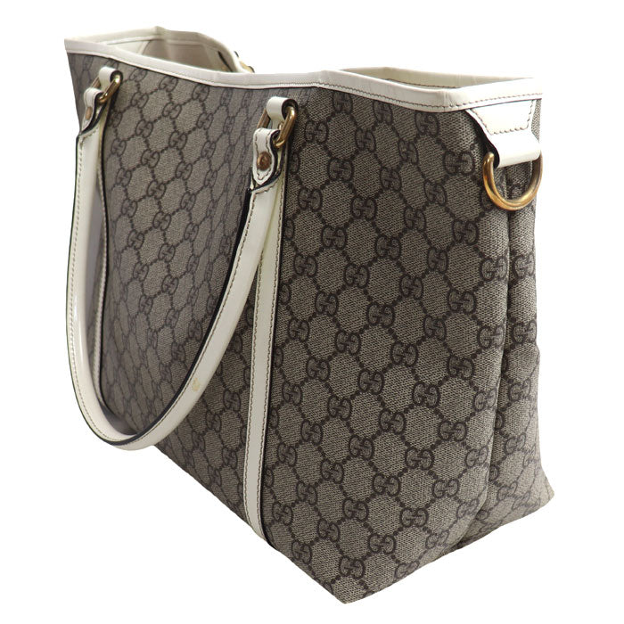 GUCCI グッチ GGスプリーム トートバッグ ベージュ×ホワイト 197953 レディース【中古】