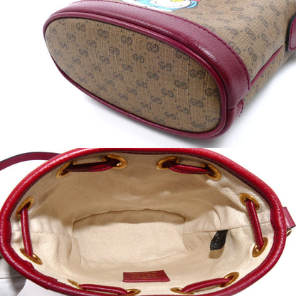 GUCCI グッチ × ドラえもん ミニGGスプリーム ショルダーバッグ ベージュ×ボルドー 647801 ミニバケット レディース【中古】