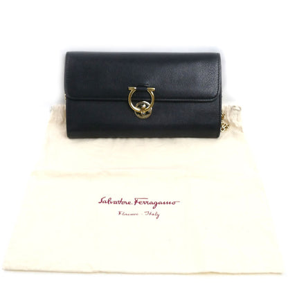 Salvatore Ferragamo サルヴァトーレフェラガモ チェーンウォレット 長財布 ブラック 22 D265 レディース【中古】