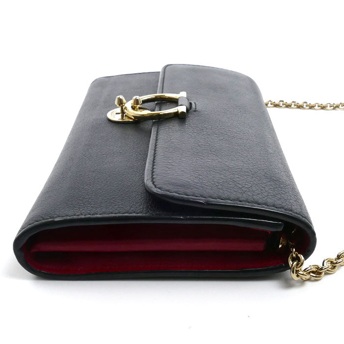Salvatore Ferragamo サルヴァトーレフェラガモ チェーンウォレット 長財布 ブラック 22 D265 レディース【中古】