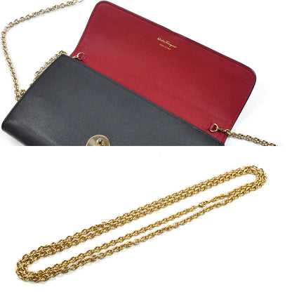 Salvatore Ferragamo サルヴァトーレフェラガモ チェーンウォレット 長財布 ブラック 22 D265 レディース【中古】