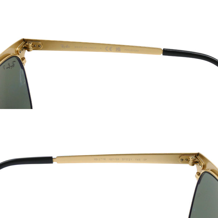 Ray-Ban レイバン クラブマスター サングラス ブラック ゴールド RB3716 187/58 51□21 145 3P メンズ【中古】