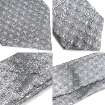 LOUIS VUITTON ルイ・ヴィトン LV インターロック 8cm ネクタイ グレー M98101 MR0226 メンズ【中古】【美品】