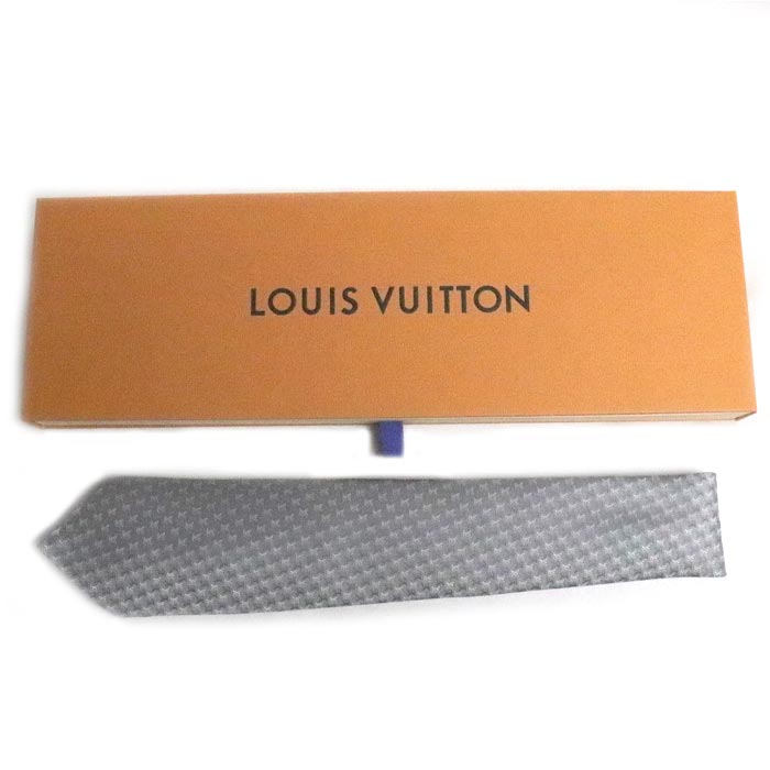 LOUIS VUITTON ルイ・ヴィトン LV インターロック 8cm ネクタイ グレー M98101 MR0226 メンズ【中古】【美品】