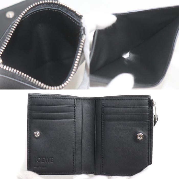 LOEWE ロエベ パズル スリム コンパクトウォレット 二つ折り財布 ブラック C510W73X08 レディース【中古】【美品】