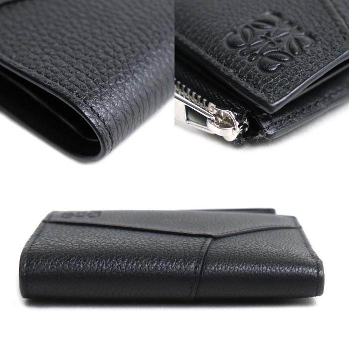 LOEWE ロエベ パズル スリム コンパクトウォレット 二つ折り財布 ブラック C510W73X08 レディース【中古】【美品】