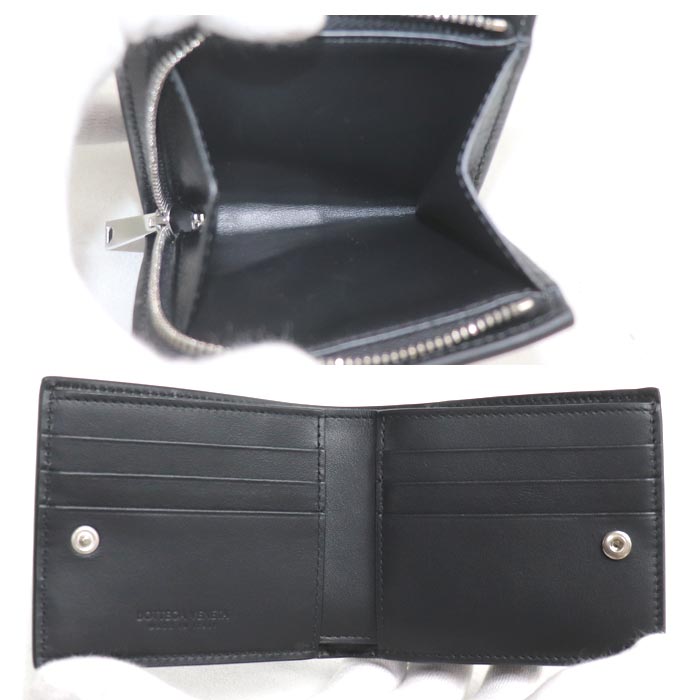 BOTTEGAVENETA ボッテガヴェネタ カセット コインパース付 二つ折りウォレット 二つ折り財布 ブラック 819207VBWD28803 メンズ【中古】【美品】